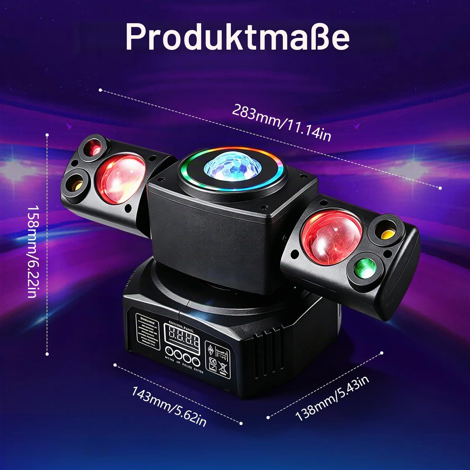 Moving Head Discolicht Partylicht, LED RGB DMX512 Stage Moving Head Licht, Doppelkopf Beam Magic Ball, 5 Steuerungsmodi, geeignet für DJ, Bar, Geburtstagsfeiern, Disco-Partys
