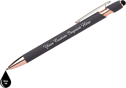 Miniatura 3 de Express Pencils - Juego de 2 bolígrafos personalizados, paquete de 2 bolígrafos de metal suave al tacto color oro rosa con caja de regalo, bolígrafo