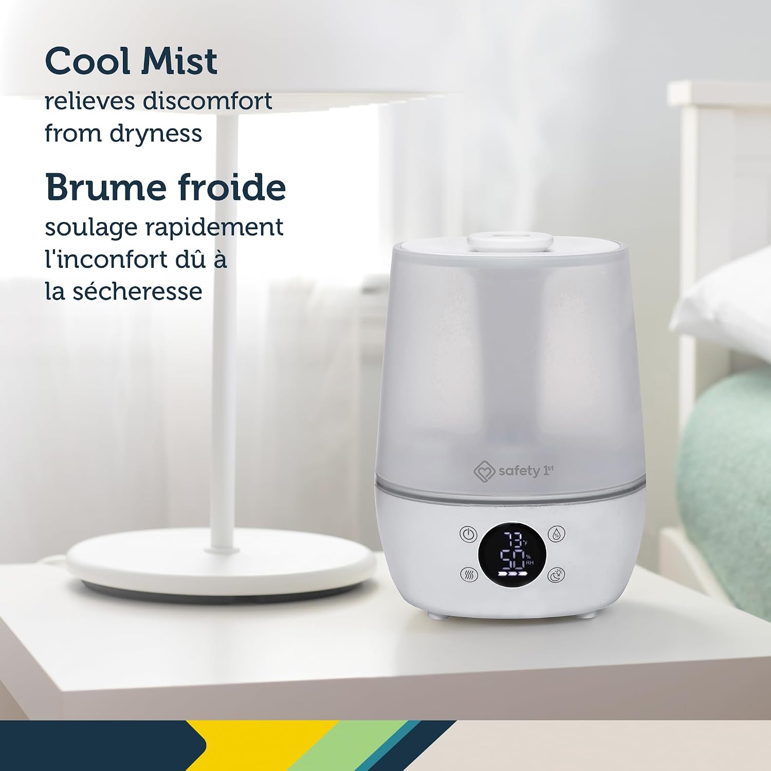 Safety 1st Humid Control Filter Free Humidifier, Detects temperature and humidity levels, White image 2