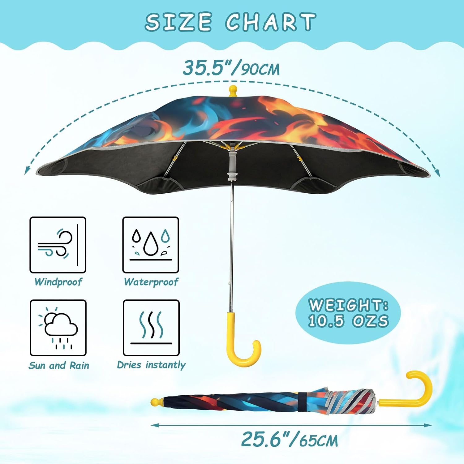 ALAZA Ice & Fire Dragons Kids Umbrella for Girls Boys Toddler Children Rain & Sun Umbrella