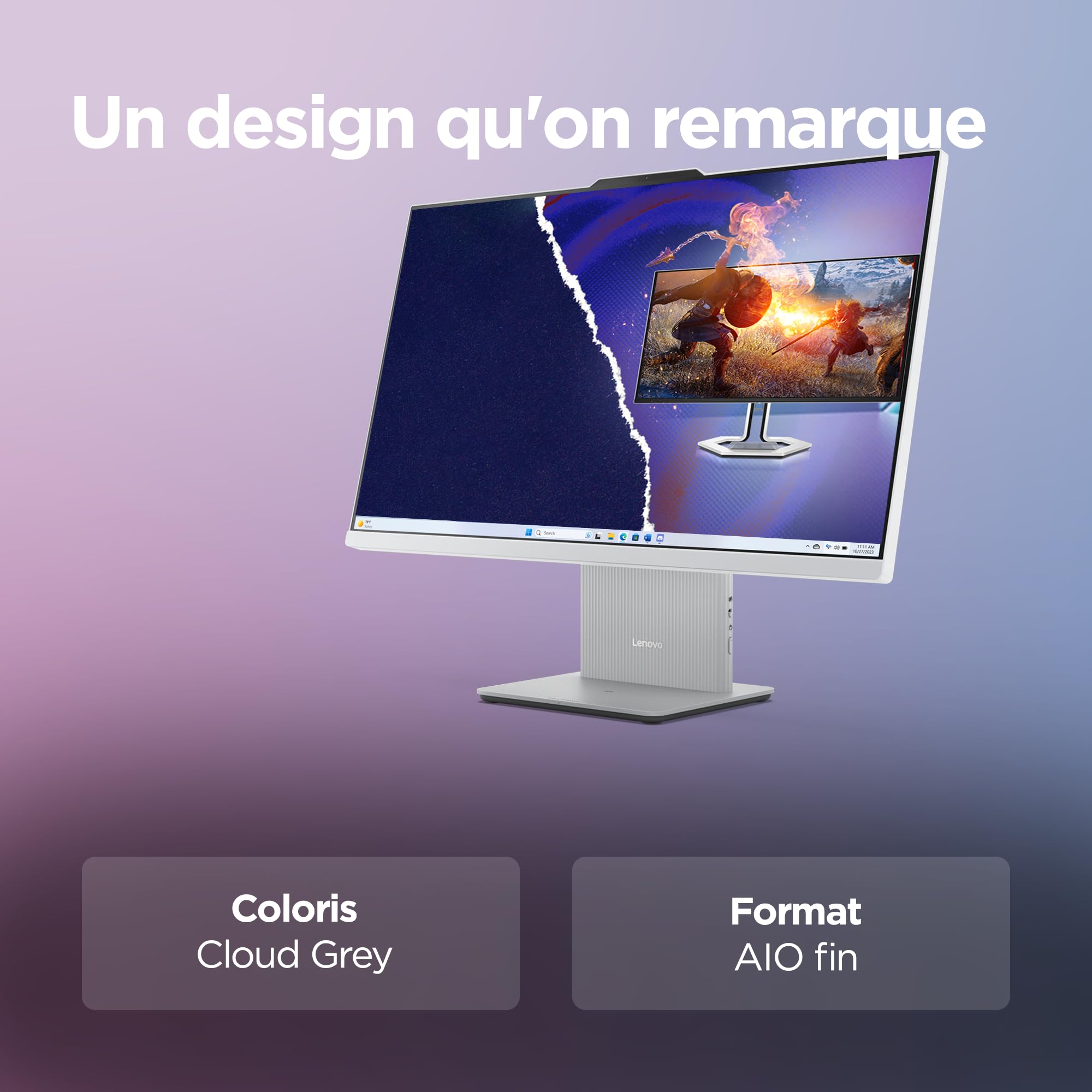 Lenovo IdeaCentre 27IRH9 Ordinateur de Bureau Tout-en-Un Écran 27" FHD, Intel Core 5 210H, 512Go SSD, RAM 16Go, WiFi 6, Windows 11 H, Clavier français et Souris sans Fil