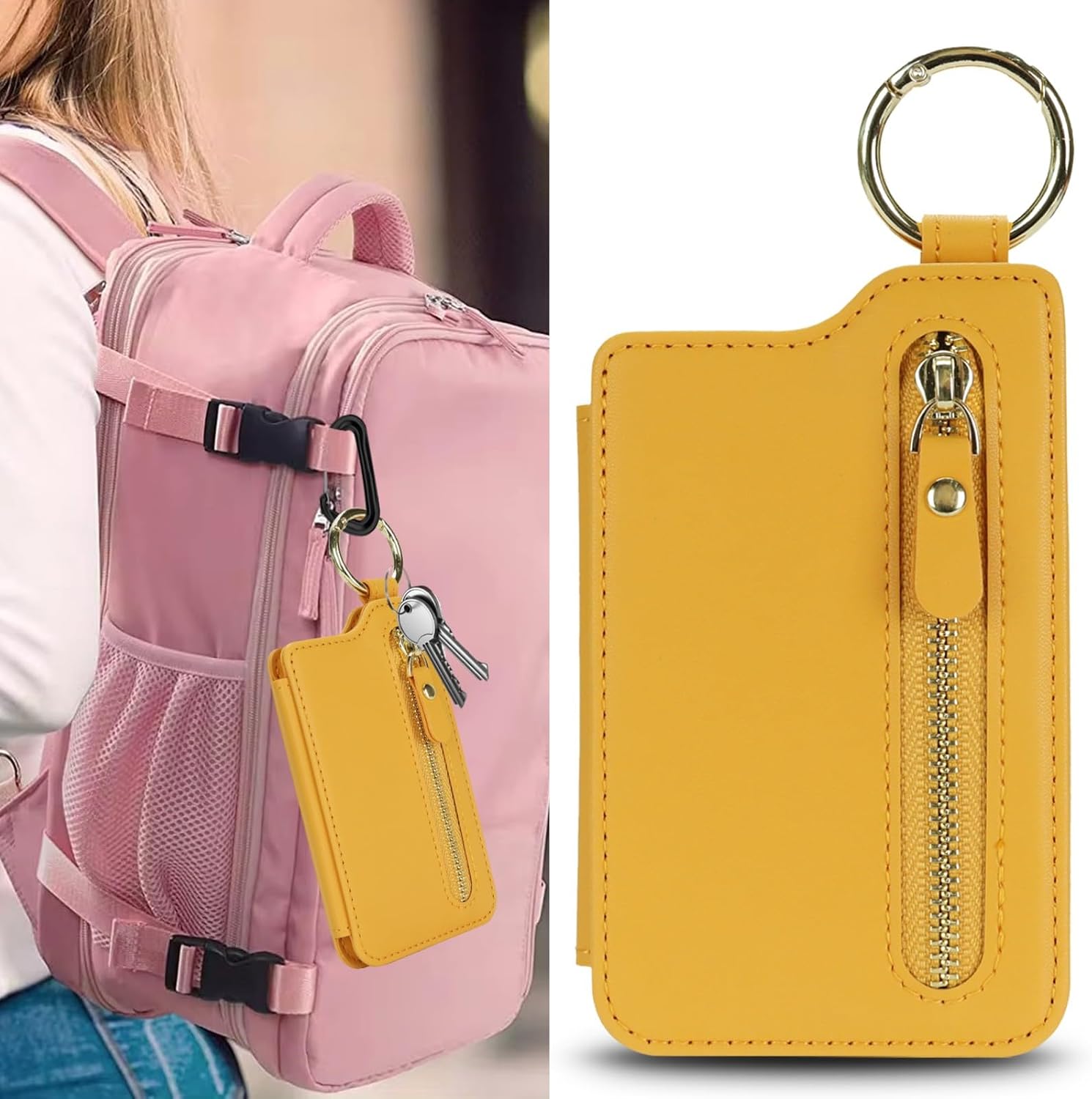 Zouzt for MagSafe Wallet, Magnetic Card Holder with Zipper, Yellow image 4