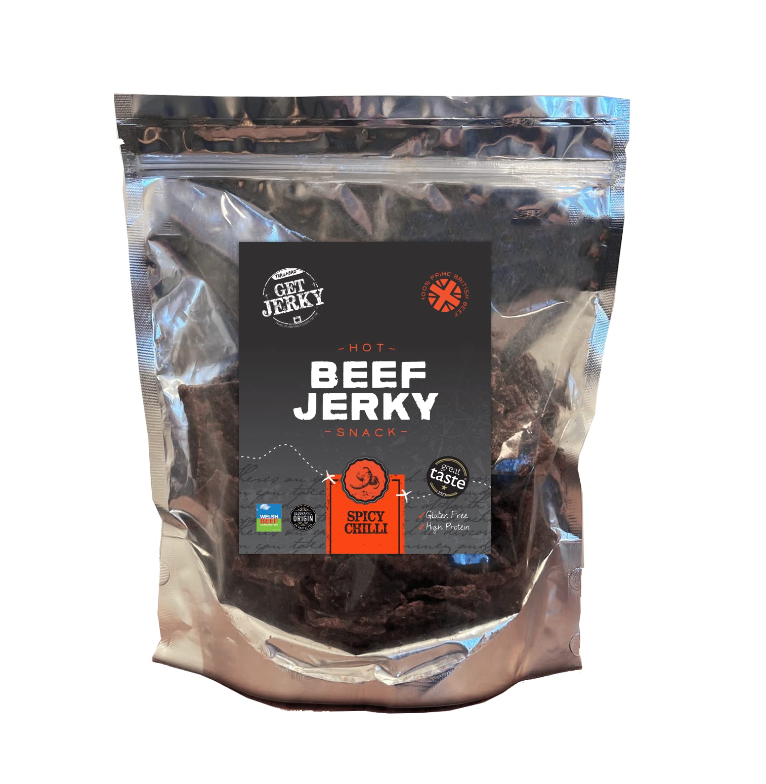 Buy Get Jerky Spicy Chilli Welsh Beef Jerky High Protein & Gluten