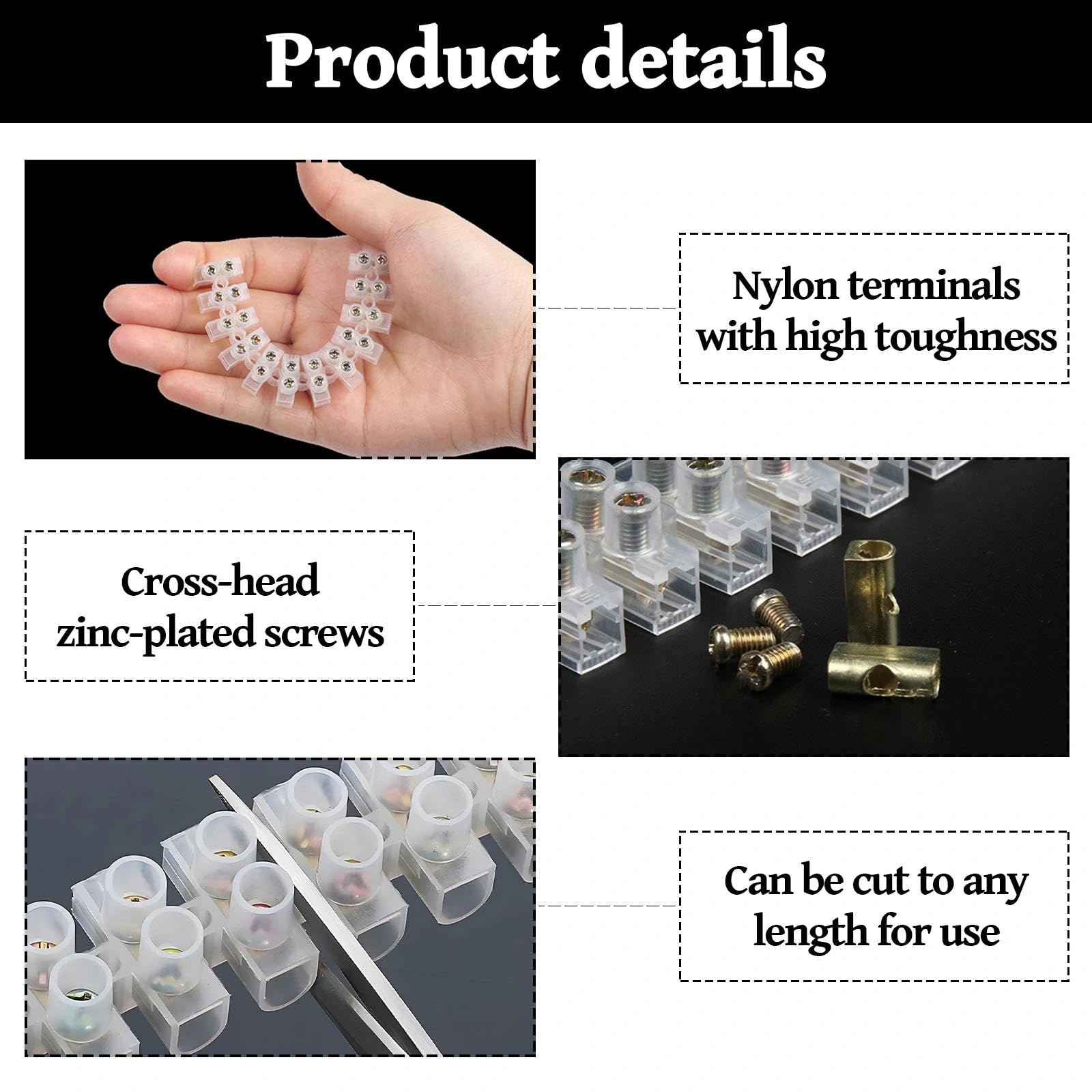 2 Pack 30A Electrical Connector Blocks 30 Amp 12 Way White Terminal Block Strip Electrical Terminal Connector Strips Electric Wire Chocolate Chock Blocks Connecting for Wiring Cable - Image 3