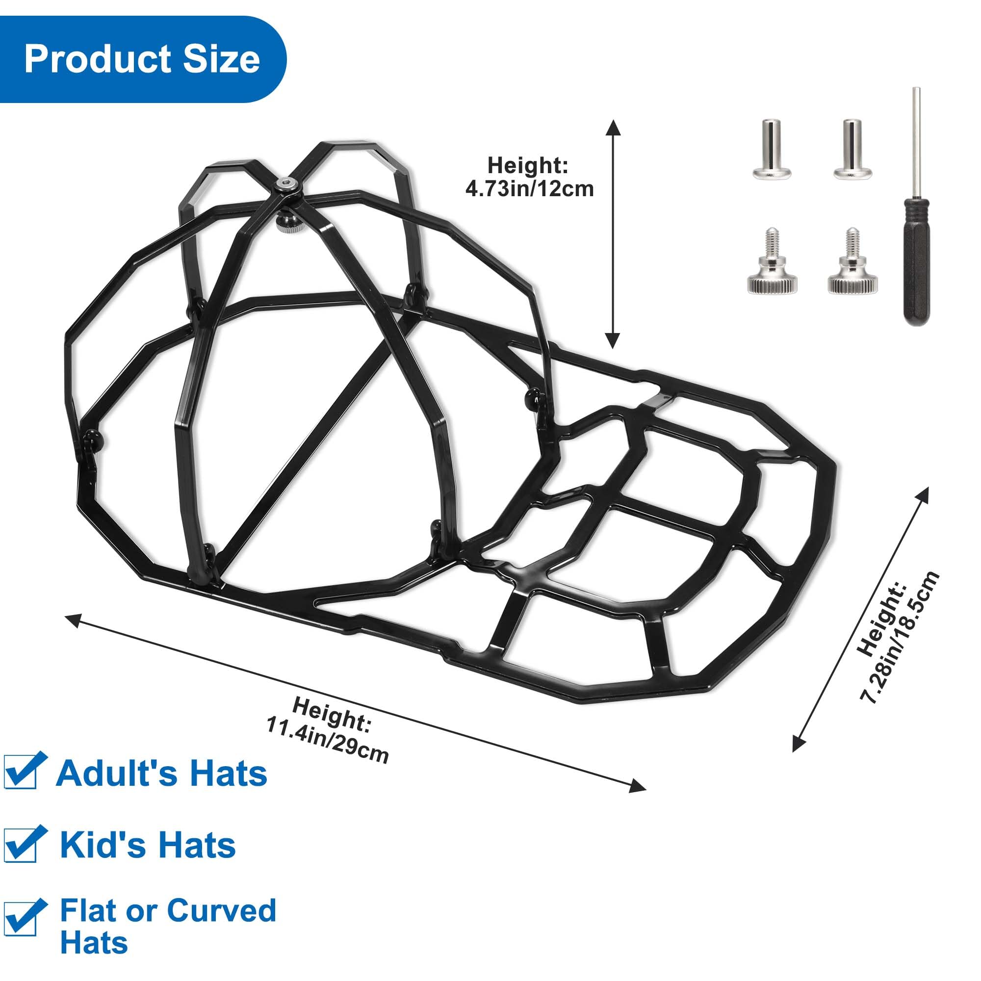 Nzcvuias 2-PackS Hat Washer Cage for Washing Machine, Baseball Cap Washing Cage - Keep Your Caps in Shape While Washing and Drying - Ideal for Adults and Kids Ball caps Black