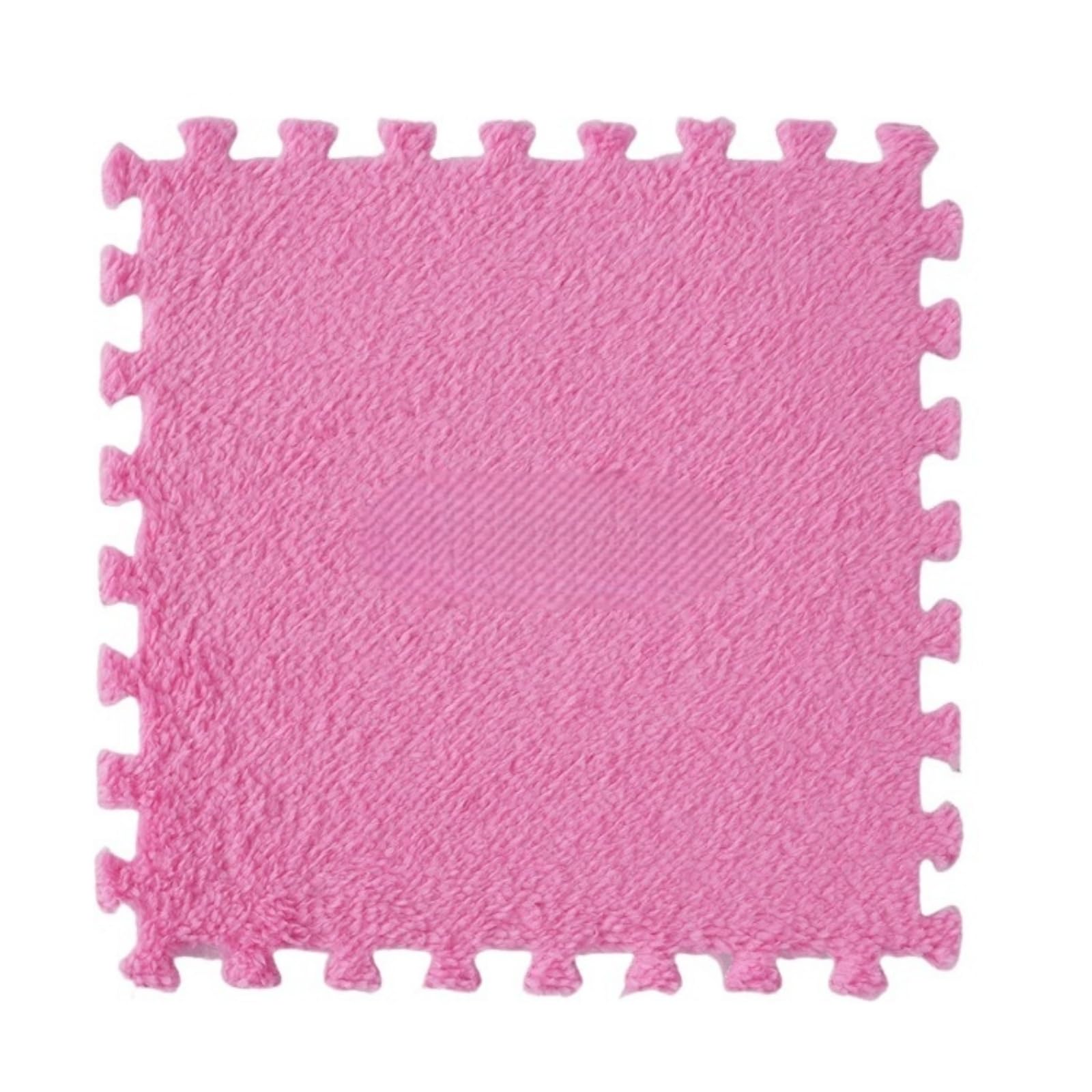 Hiseng 5/10 pcs Solid Colors Interlocking Foam Floor Tiles 30x30cm, Squares Puzzle Carpet Tiles Plush Floor Mats Soft Shaggy Foam Rug for Kids Bedroom Living Room Home Decoration (Pink,5pc)
