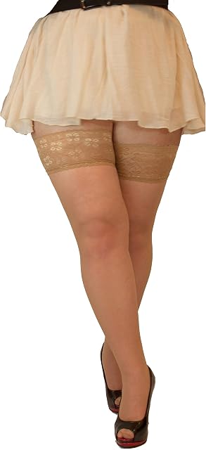Gatta PLUS SIZE Hold Ups 20 den Sheer Lace Top XL New