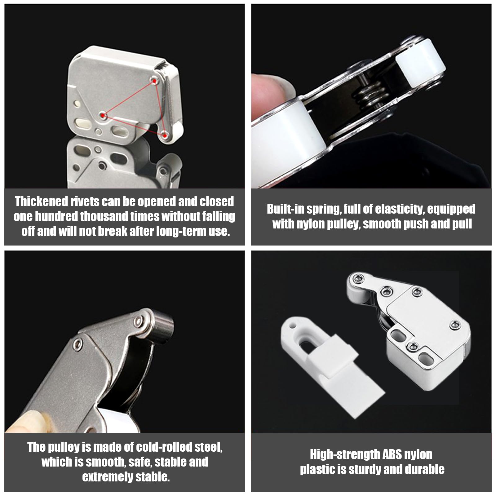 Srup Lot De 8 Latch Loqueteaux, Mini Loquets Tactiles, Serrure D'Armoire à Ressort, Loqueteaux Pour Porte Mini, Pour Armoires Et Portes De Placard Avec Vis