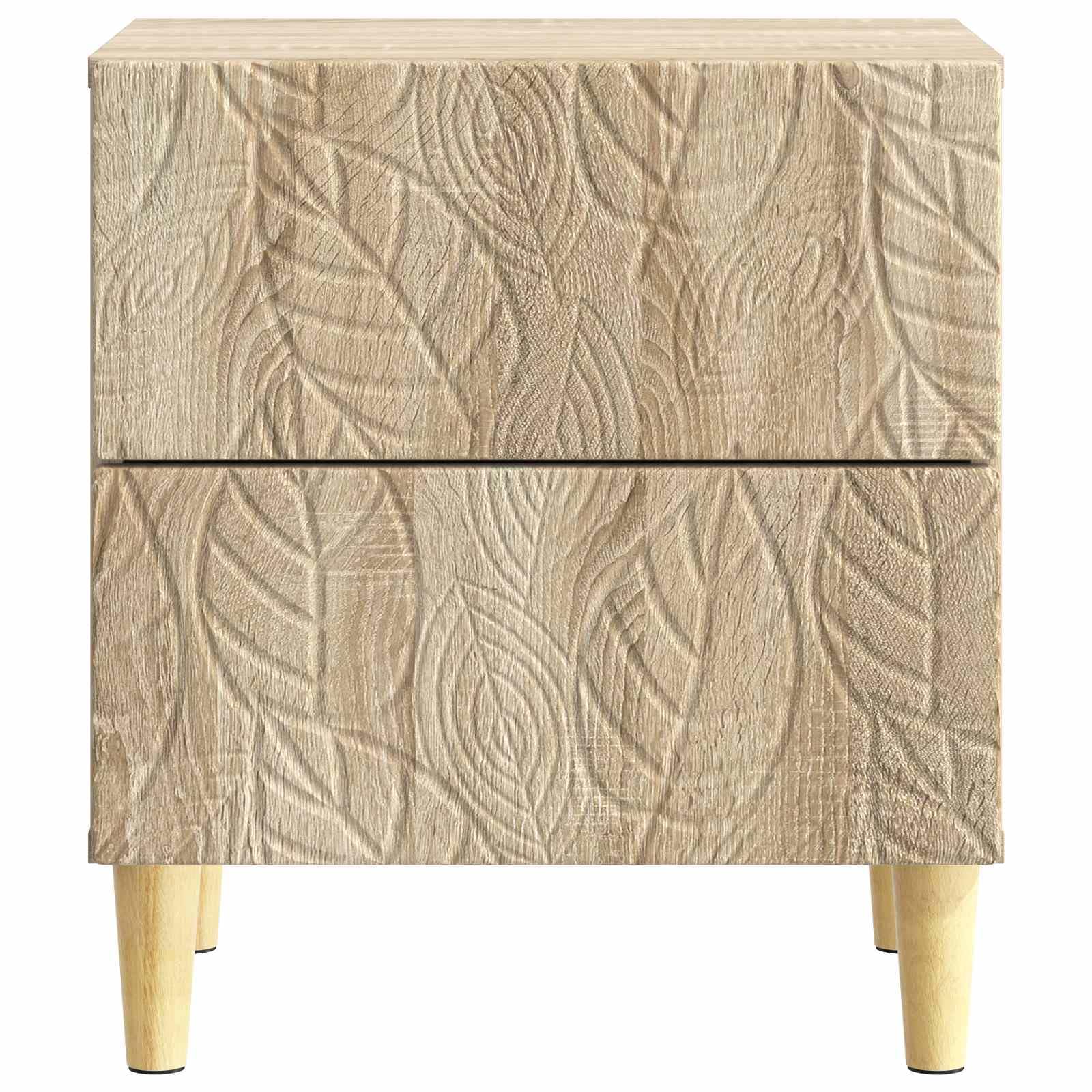 Stolik nocny dąb Sonoma z 2 szufladami 43 x 34,5 x 48 cm, stolik pomocniczy do sypialni, salonu, z półką do przechowywania i stabilnym stelażem eukaliptusowym, zajmuje mało miejsca