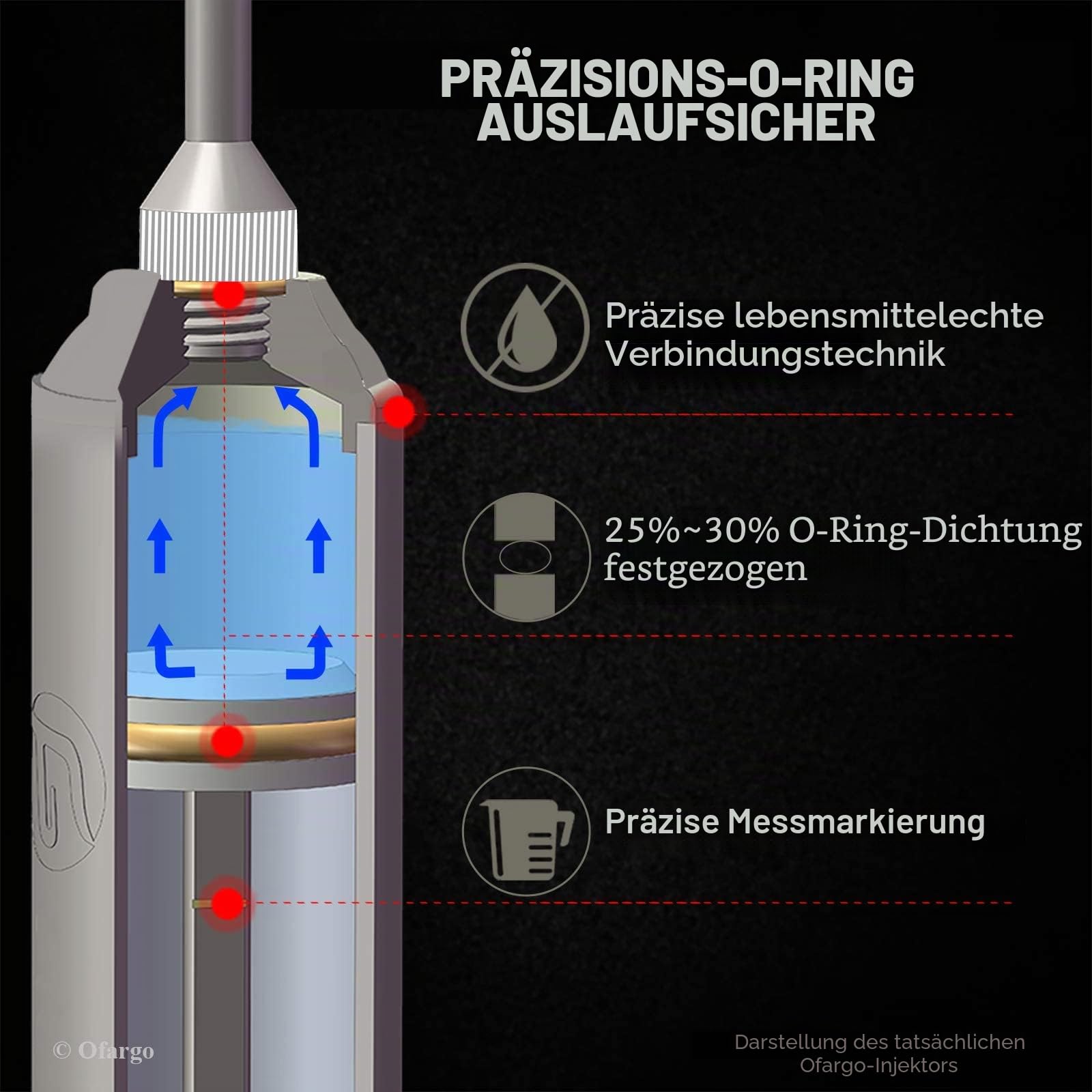 Ofargo 304 Edelstahl Fleischspritze Kit mit 4 Marinadennadeln für BBQ Grill Smoker, 56,7 g große Kapazität, sowohl Papier Bedienungsanleitung als auch E-Book Rezept