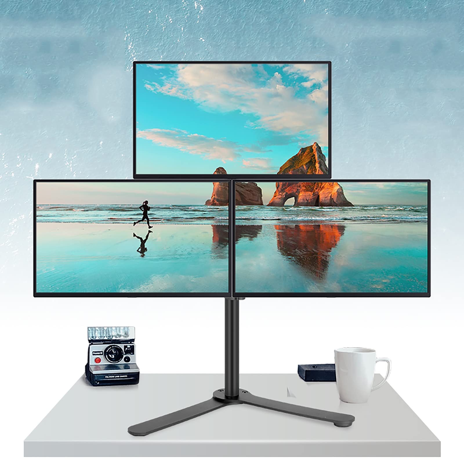 Buy RAJYQODIS Three Screens Monitor Stand, Computer Monitor Stands For