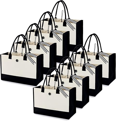 BeeGreen Bride Canvas Tote Bags Bulk Personalized Gifts for Women 3 6 12 8 Pack Blank Plain Birthday gifts Beach Bags, wholesale for DIY Wedding