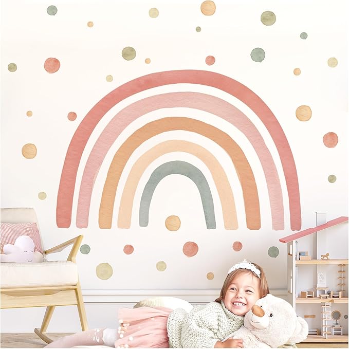 Little Deco Wandtattoo Regenbogen mit Punkten rot gelb grün DL5086 L Little Deco Wandtattoo Regenbogen mit Punkten rot gelb grün DL5086 L