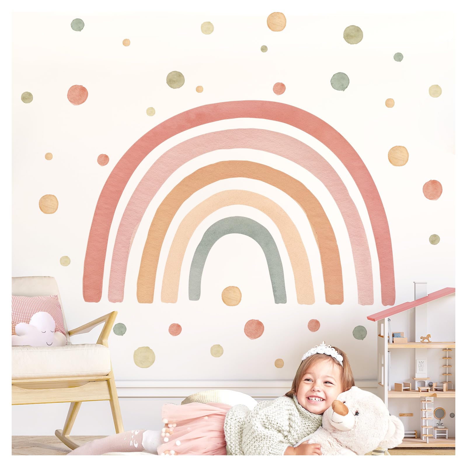 Muursticker kinderkamer regenboog met dieren