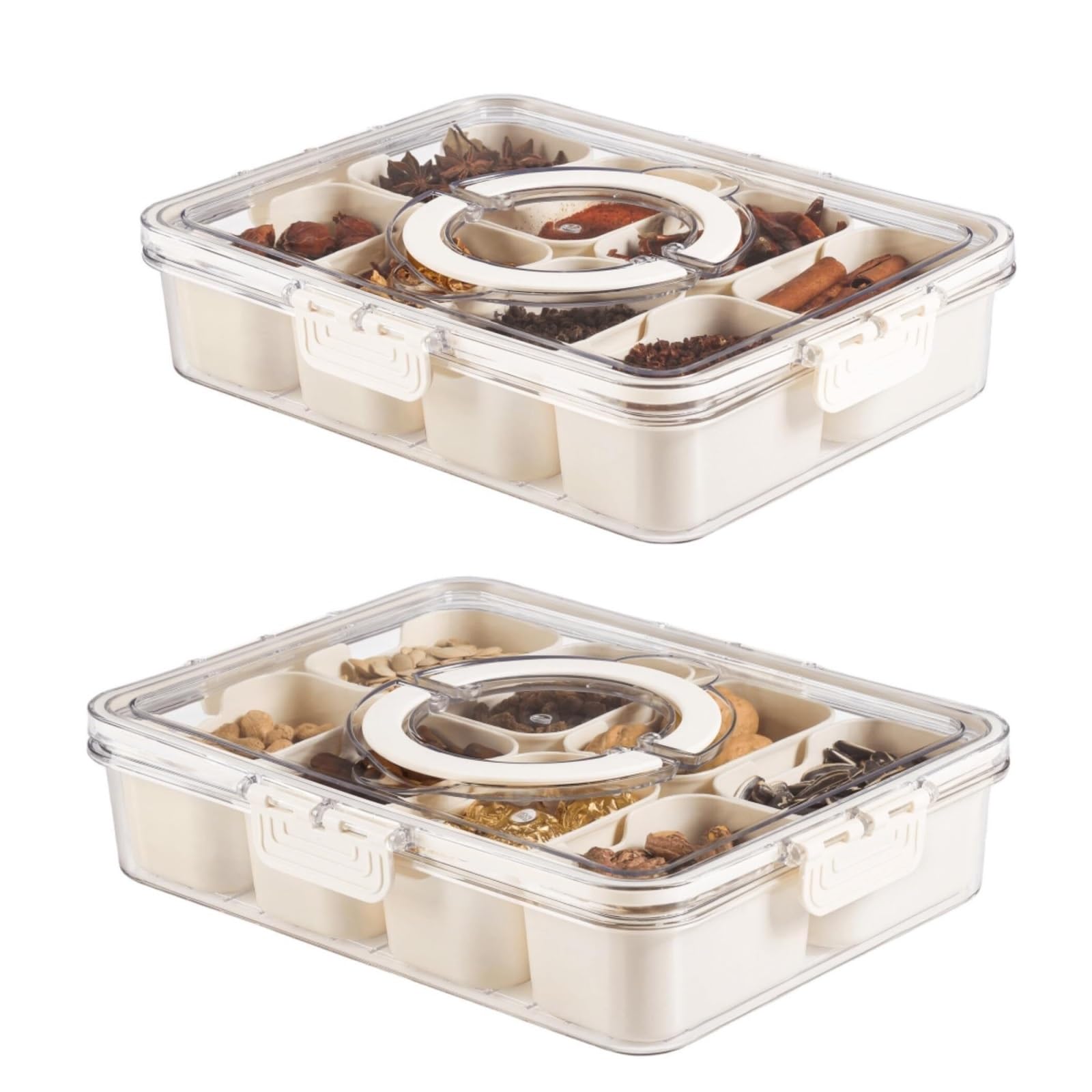 WZPTLKIBAD Seasoning Storage Box, Serving Tray with Lid and Handle