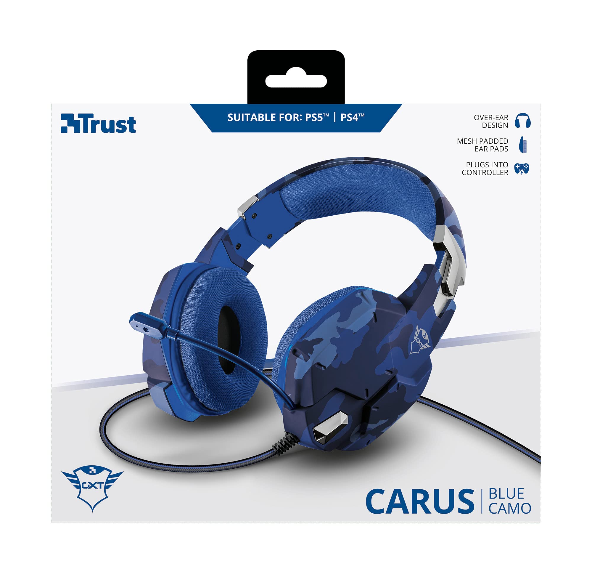 Trust Gaming 23249 Headset GXT 322D für PS4 und PS5 - Carus Kabelgebundene Gaming-Kopfhörer mit Flexiblem Mikrofon für PlayStation 4 und 5 - Blau, Medium