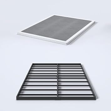 YORMDMO 2 Inch King Size Box Spring, Low Profile Heavy Duty Bunkie Board Bed Slat Mattress Foundation Base with Fabric Cover, Easy Assembly, Noise-Free