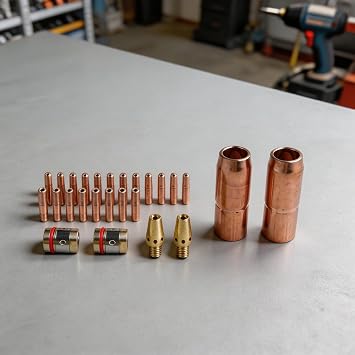 MIG Welding Torch Accessory Set 0.035 Inch for Miller M-25 M-40 for Hobart H Nozzle Diffuser Contact Tip Copper Workshop