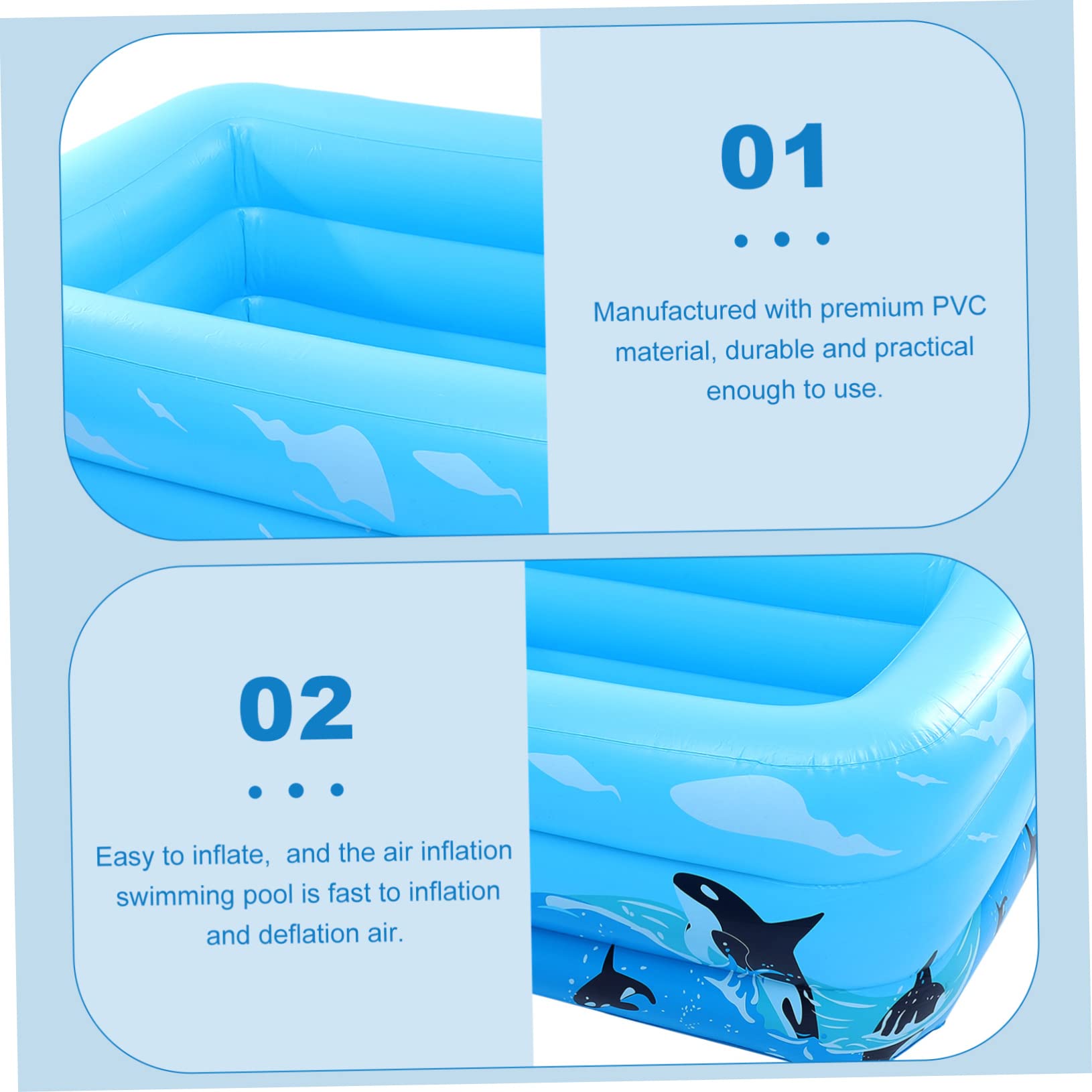 Piscina Infantil Hinchable Azul de PVC, Piscina Doméstica para Niños