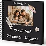 DIY Scrapbook Album 10x10 Inch – Hardcover Kraft Paper Photo Book, Blank Memory Scrap Book for DIY Crafts, Wedding, Anniversary, 100 Pages (50 Sheets), Khaki