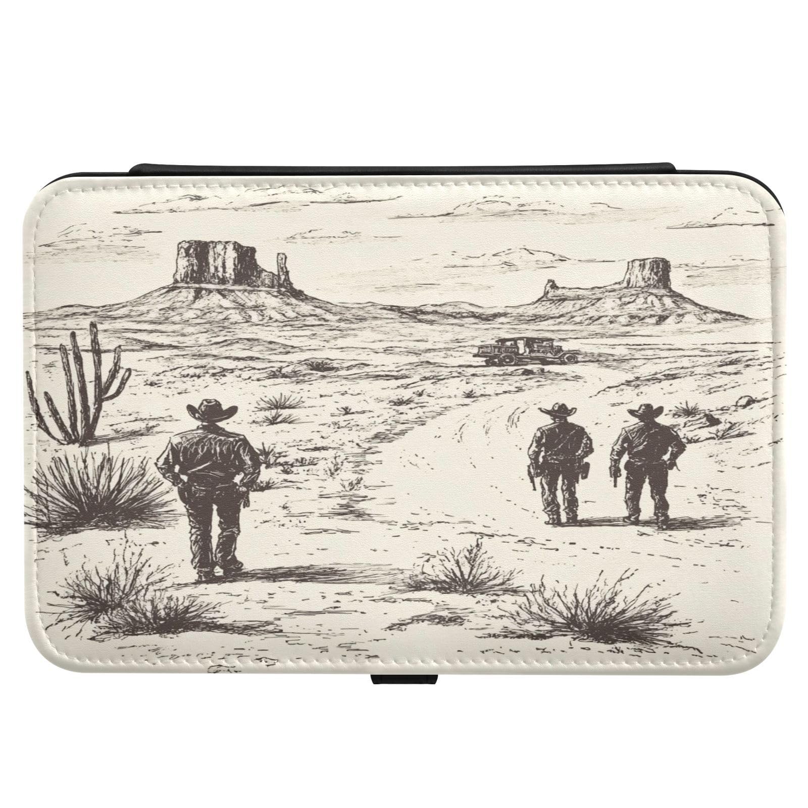 Haskirky Desert Cowboys Jewelry Box Portable PU Leather Travel Jewelry Organize for Women Jewelry Storage Display Holder for Ring, Necklace, Earring