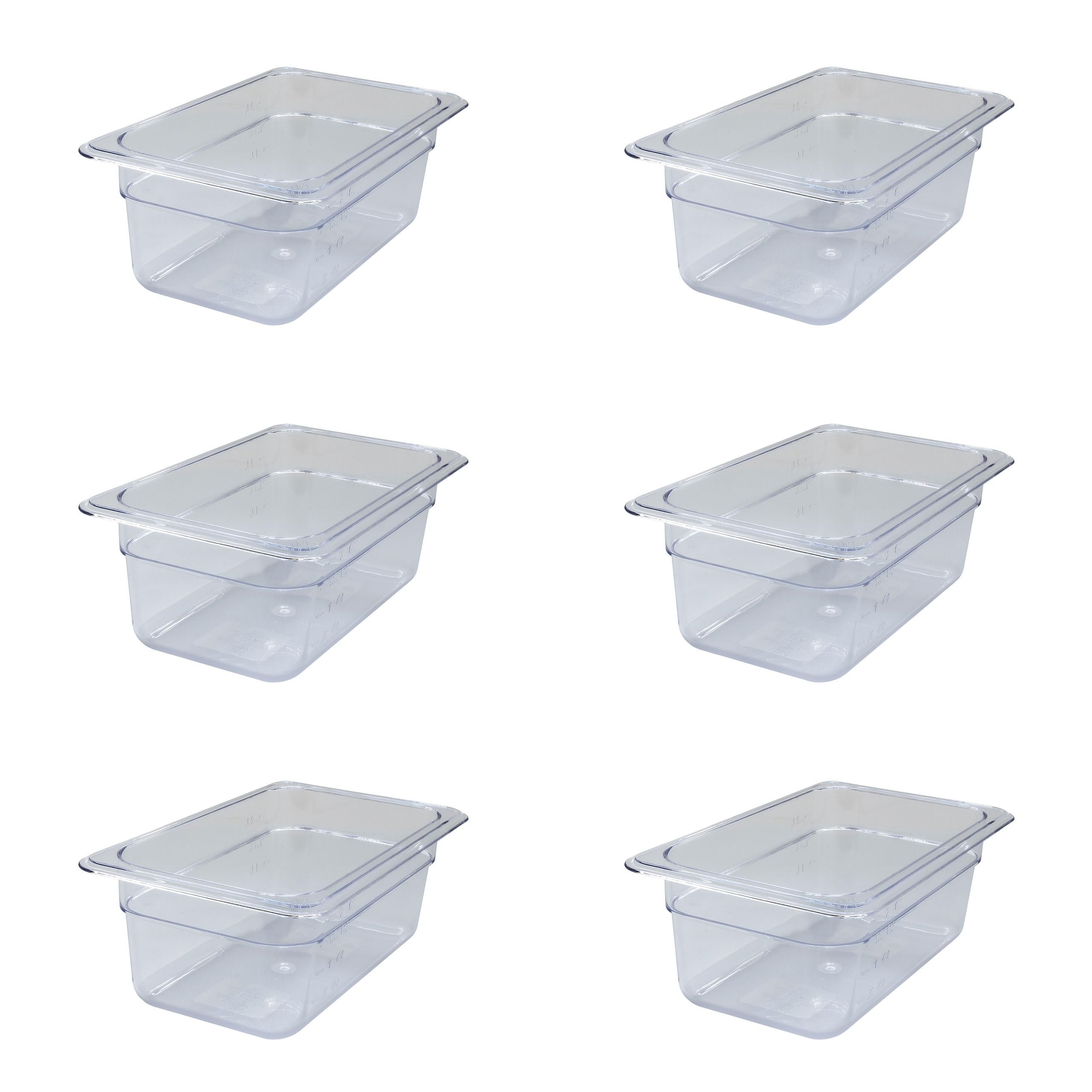 6 Stück Gastronormbehälter GN 1/4 Polycarbonat GN-Behälter 2,8 Liter Tiefe 100mm Kunststoff