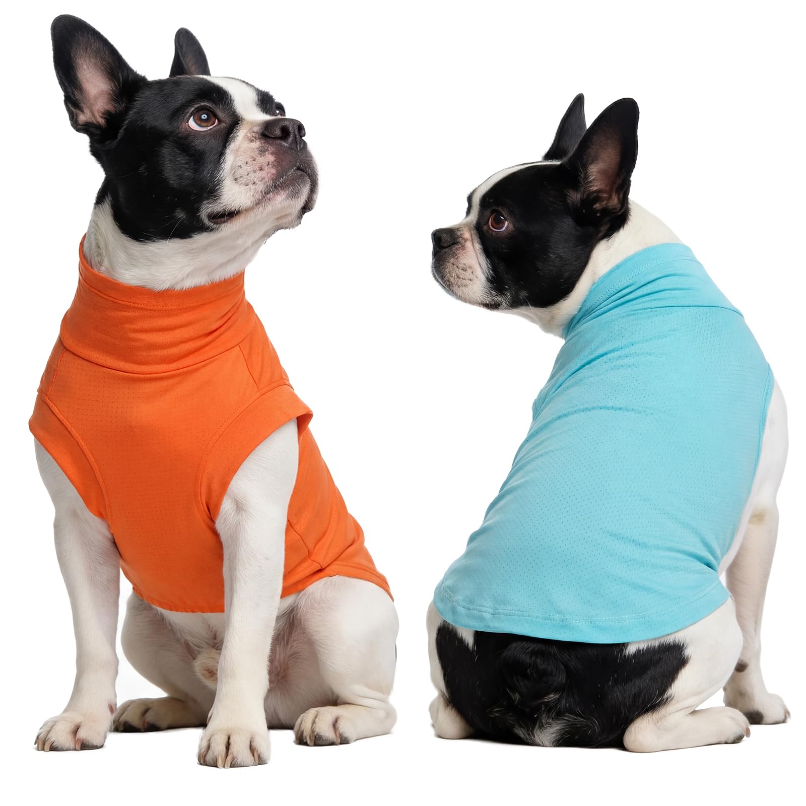 Kühlende Hundeweste im 2er-Pack | Extra Dehnbares Sommer Tank Top mit Stehkragen für Große Hunde | Ideal für Heiße Tage – Schnelltrocknend & Leicht (XL, Orange/Blau)