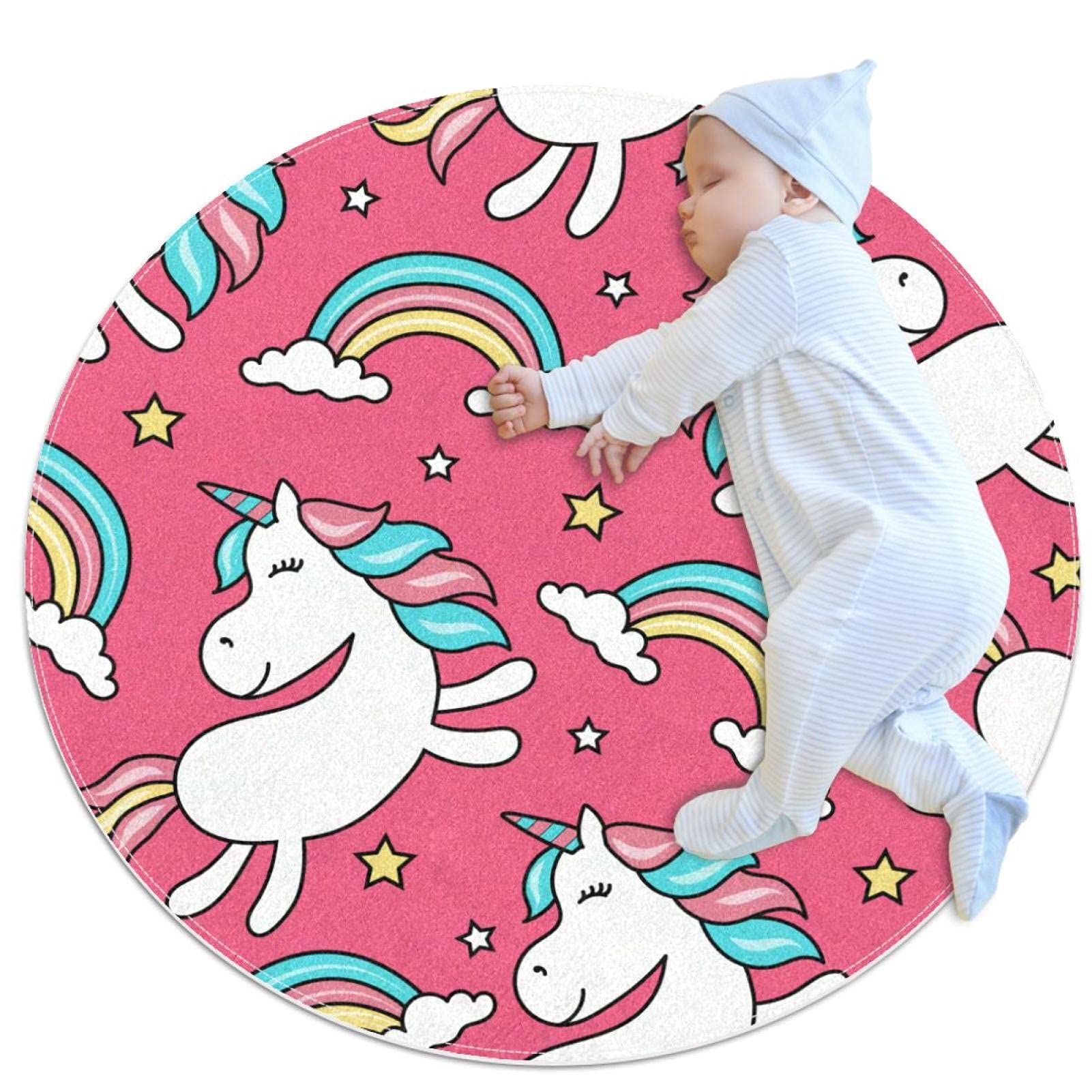 Tapis rond licorne JDEZ pour illuminer les yeux de vos enfants avec douceur