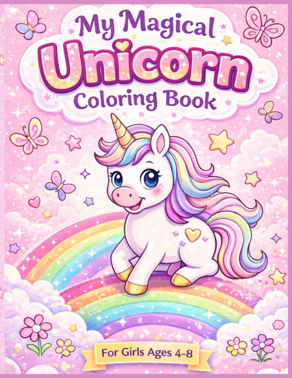 Cute Unicorn Coloring Book for Girls Ages 4-8: Simple & Fun Unicorn Coloring Pages with Big Bold Lines - Perfect Gift for Kids