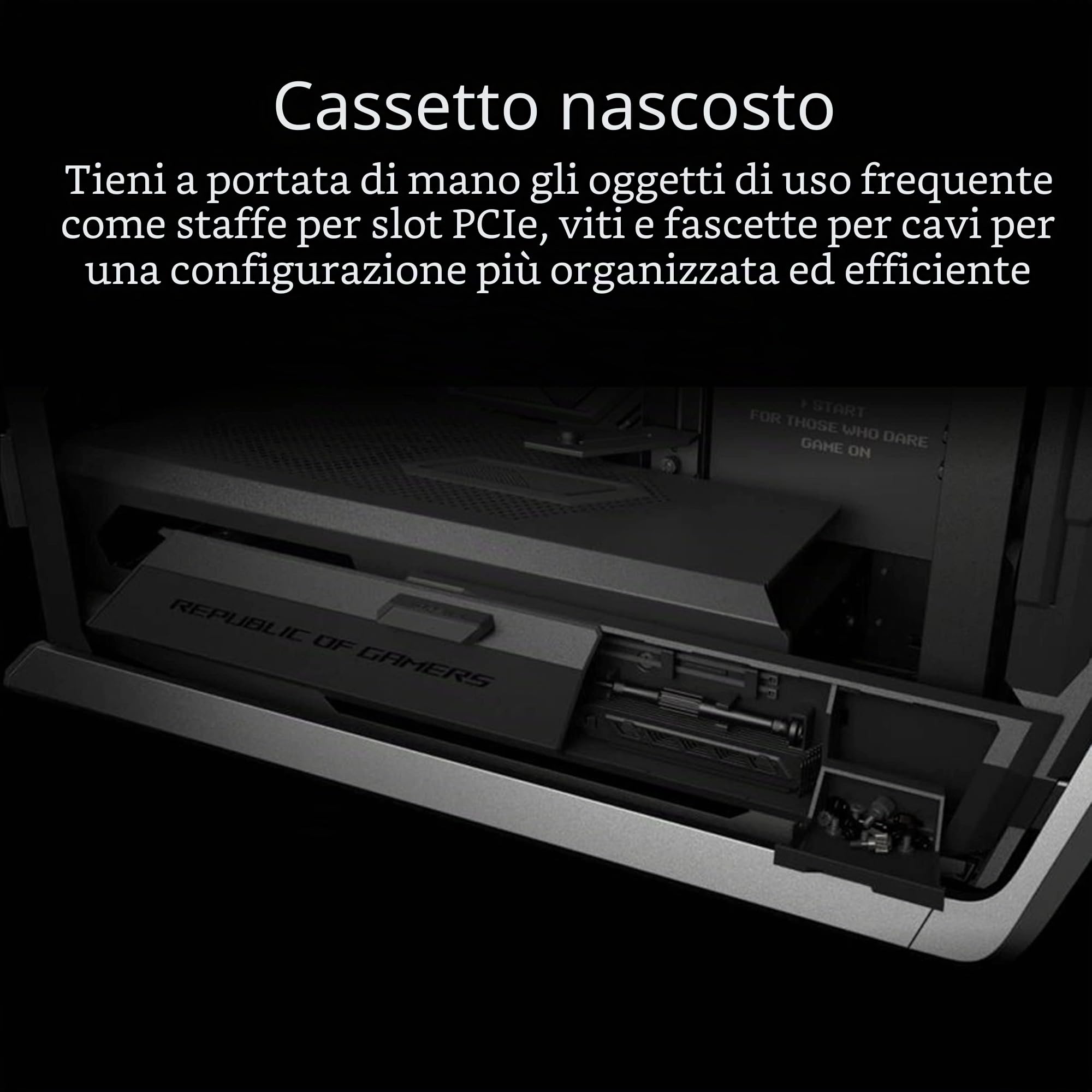 ASUS ROG Hyperion GR701, Case Gaming E-ATX, Full Tower in Alluminio, Pannelli Tool-free, Illuminazione RGB, Supporto per Dissipatori da 360 mm, Compatibile con Schede Grafiche fino a 460 mm, Nero