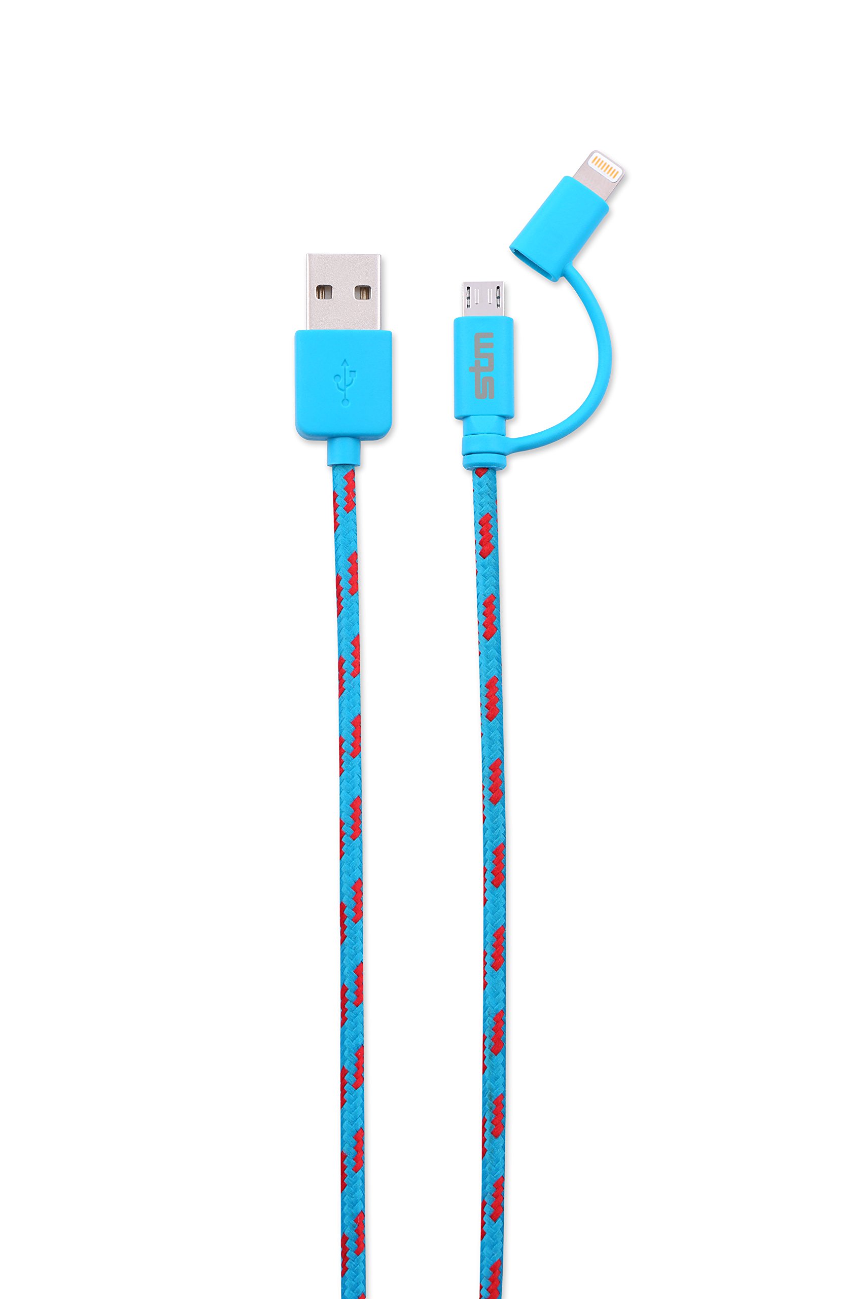 STM Elite Cable, Braided 2-in-1 Lightning & Micro USB Cable (1m) - Blue (stm-931-096Z-20)