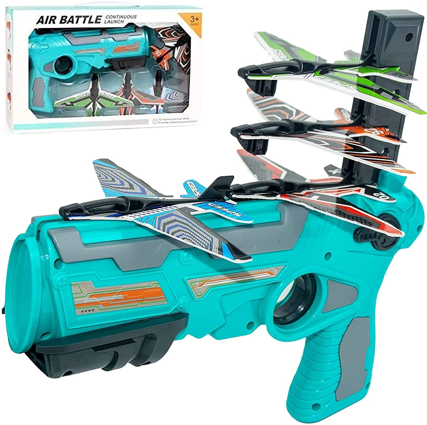 M&J&DELEEM&J Airplane Toy, Catapult Plane Toy Airplane, Outdoor Toys, One-Click Ejection Model Foam Airplane Game with 4pcs Glider Airplane Launcher Outdoor Toys for Kids Gifts Birthday Party