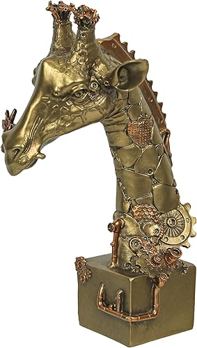 Zeckos Escultura de jirafa steampunk con acabado de bronce de resina, 11.75 pulgadas de alto, figura artística para decoración del hogar, captura