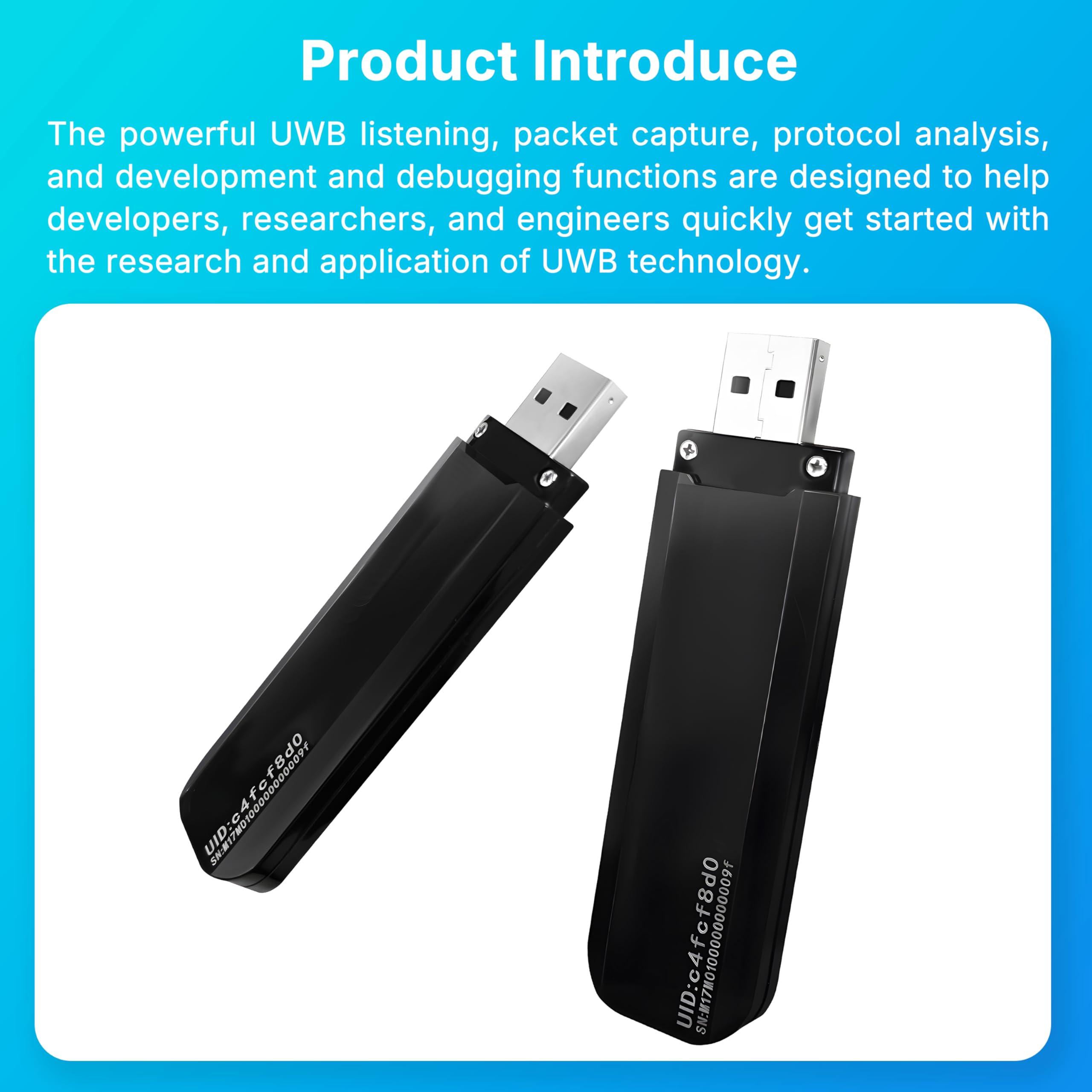 Heltec UWB Dongle Sniffer Ultra-Wideband Paketanalyzer für IoT, IEEE 802.15.4, FiRa/CCC-Protokoll TOF/TDOA-Positionierung, 6,8 Mbps Datenrate, ARM Cortex-M33, USB-A-Schnittstelle