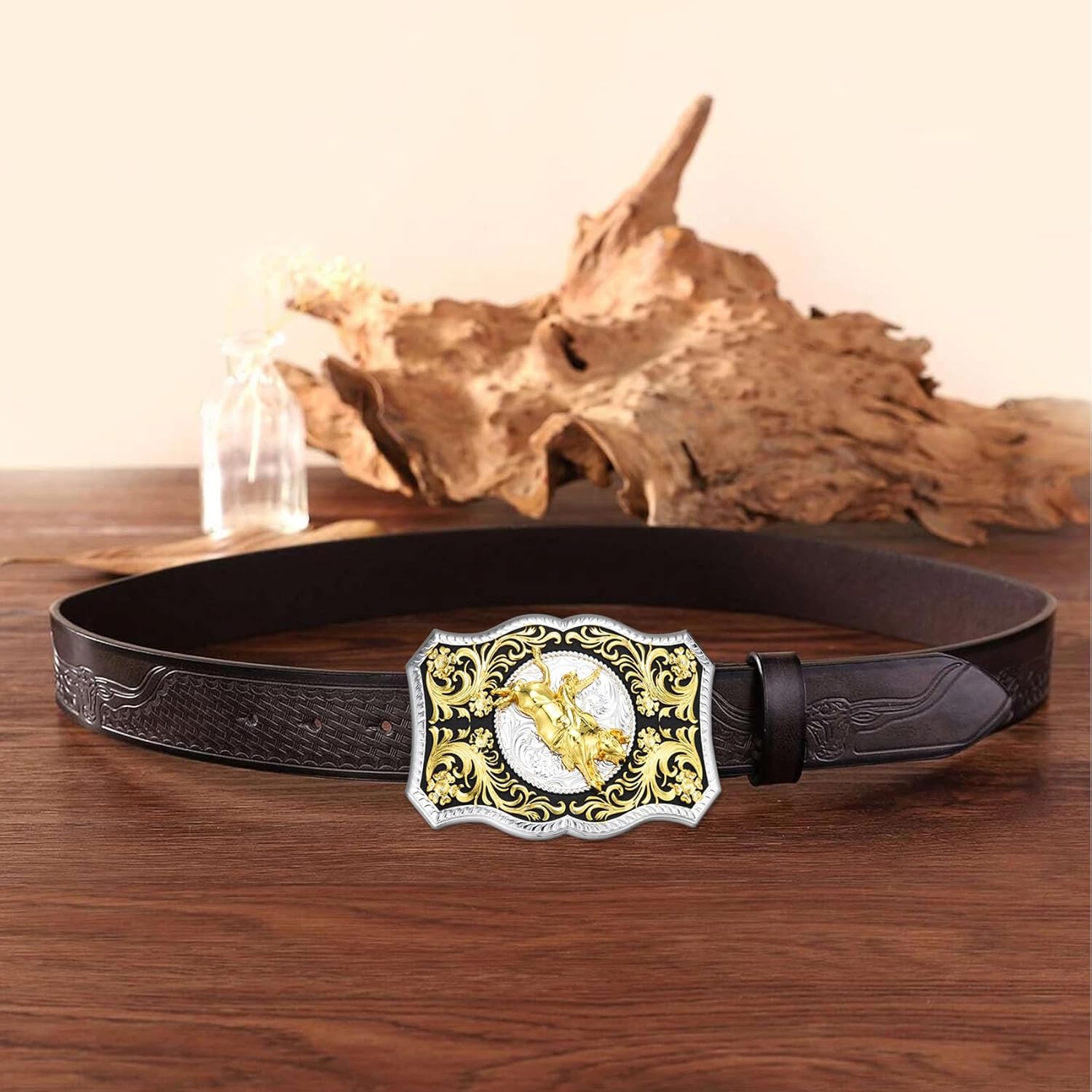 Western American Belt Buckle for Men Golden Floral Scorpion Horse Rooster Belt Buckles Men Western Cowboy - Image 5