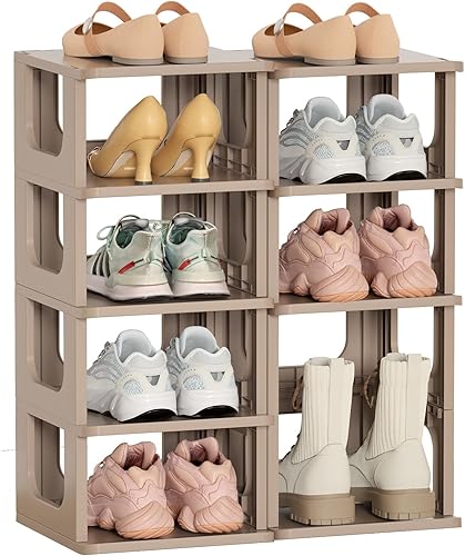 Miniatura 11 de HAIXIN Zapatero de 5 niveles, soporte de almacenamiento de zapatos duradero que ahorra espacio para armario, entrada, pasillo, dormitorio, baño, Gris