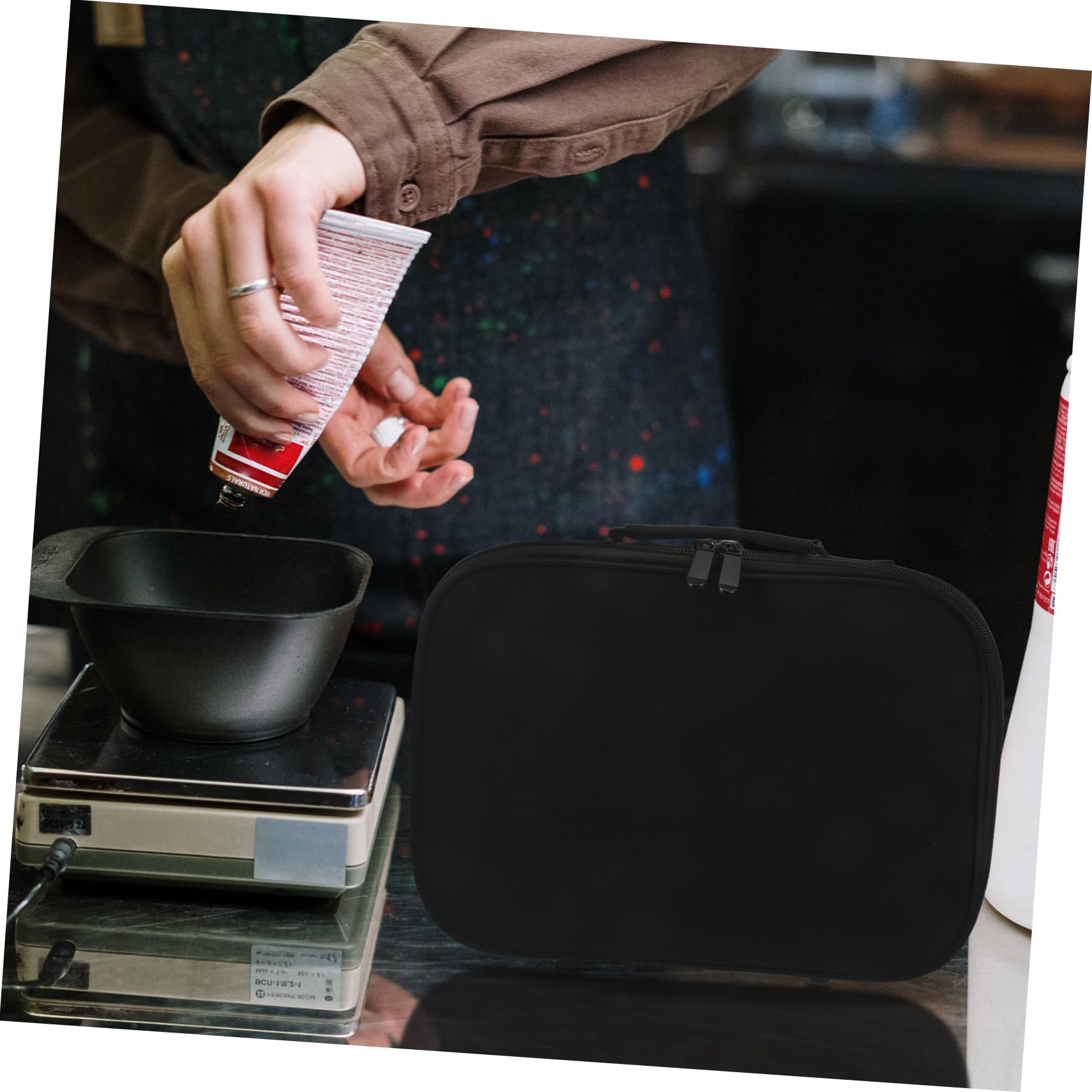 Große Friseurtasche aus Gewebe in Schwarz für Friseurbedarf