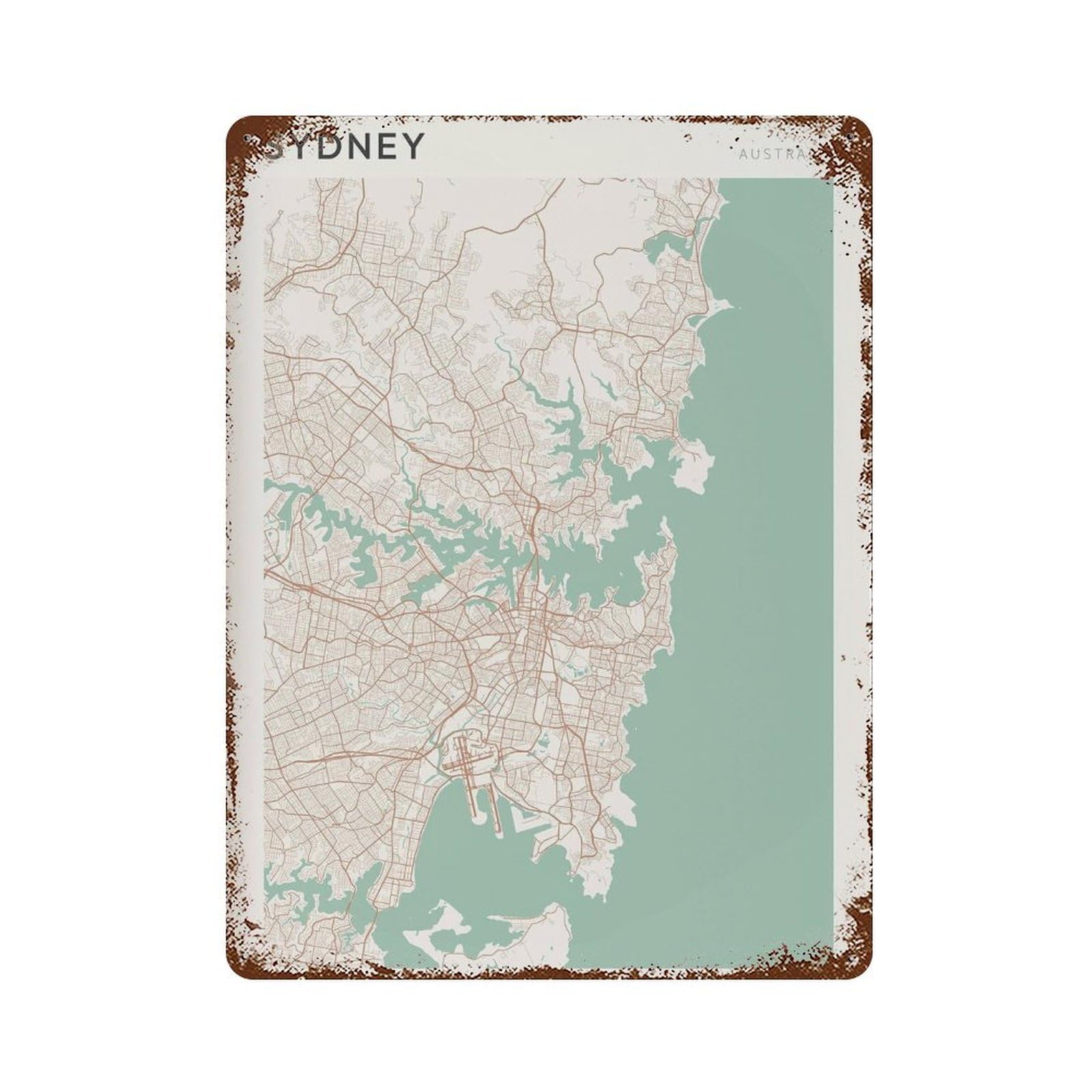 xiaoxiaoshen Sydney Map City of Travel Australia New South Wales Wall Decor Art Metal Tin Poster Modern Home Decor Art Home Bar Shop Decorations Vintage Sign 40x30cm