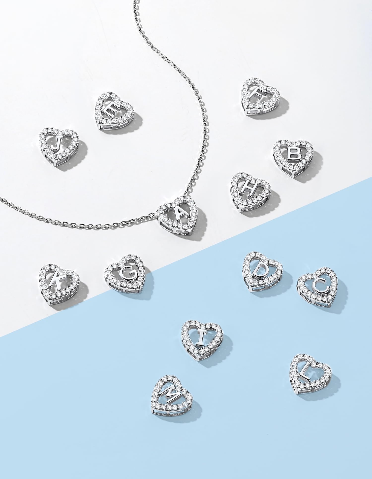 MomentWish Herz Kette mit Buchstaben A-Z Anhänger, Moissanit Diamant Initialen Halskette Damen,Personalisierte Geburtstagsgeschenk für Frauen Damen Weihnachtsgeschenke