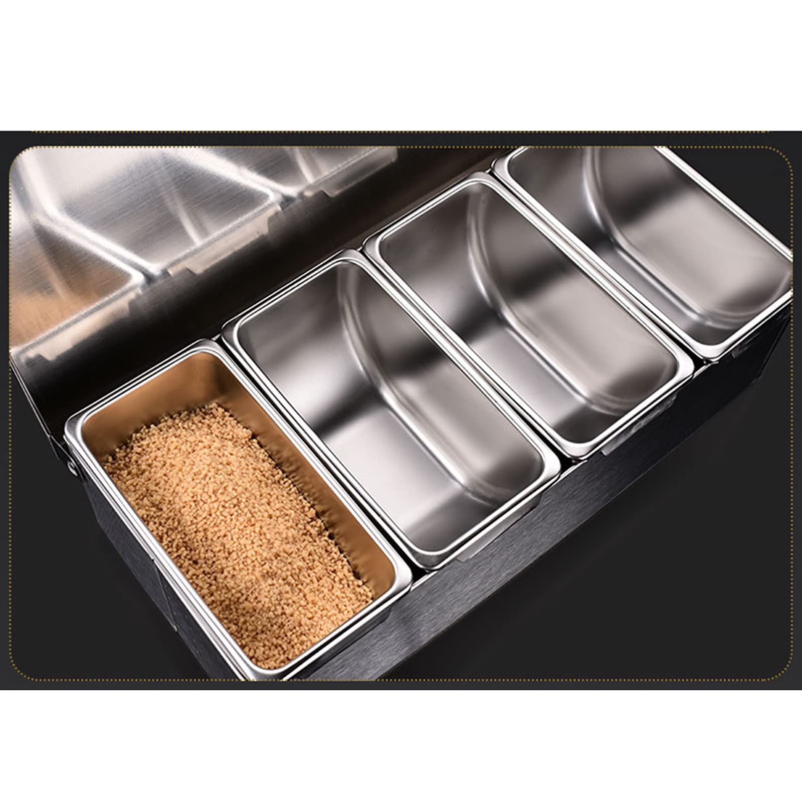 Porta Spezie 4 Scomparti In Acciaio Inox - Contenitore Condimenti Con Coperchio - Foto 3
