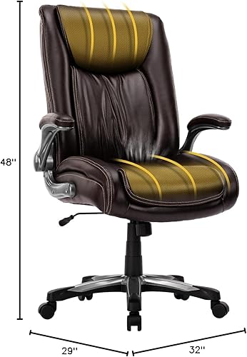 Miniatura 2 de COLAMY Silla de oficina grande y alta de 400 libras, silla de escritorio ejecutiva de respaldo alto, brazos abatibles, asiento ancho y grueso para