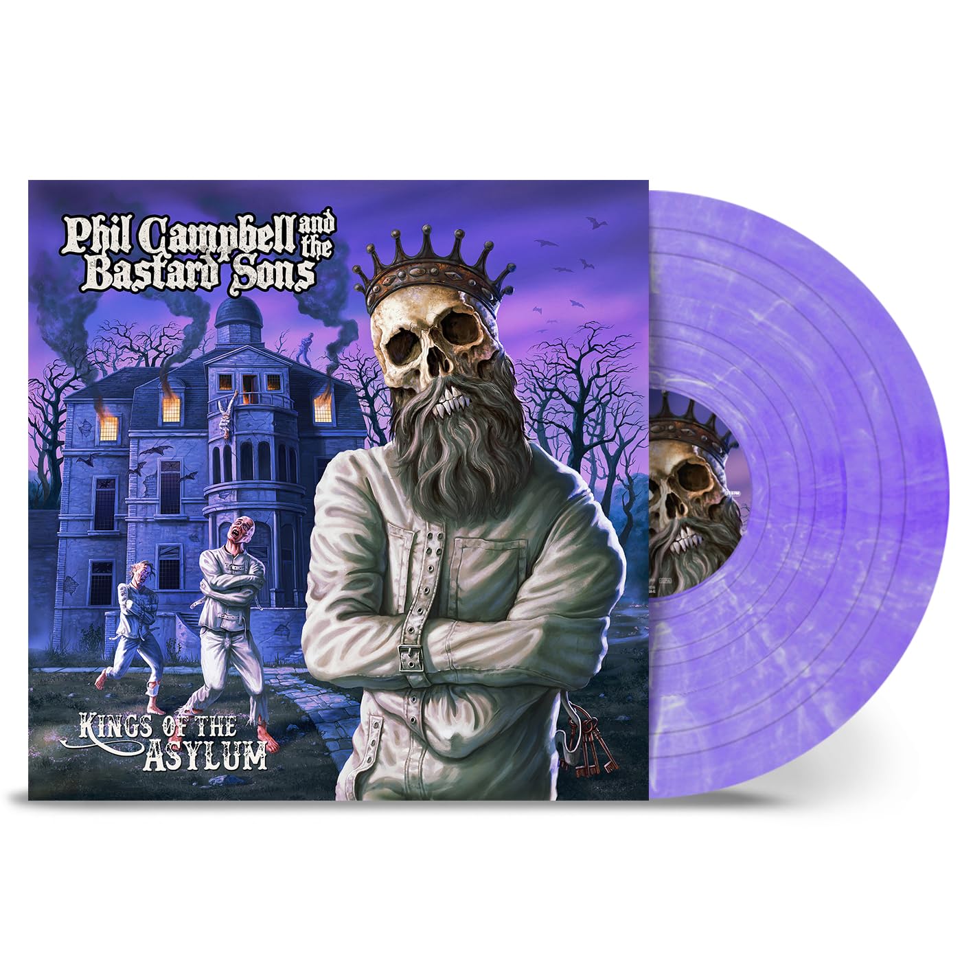 Eyesore Merch White/Purple Phil Campbell & The Bastard Sons 'Kings Of The Asylum' Lp Marble Vinyl