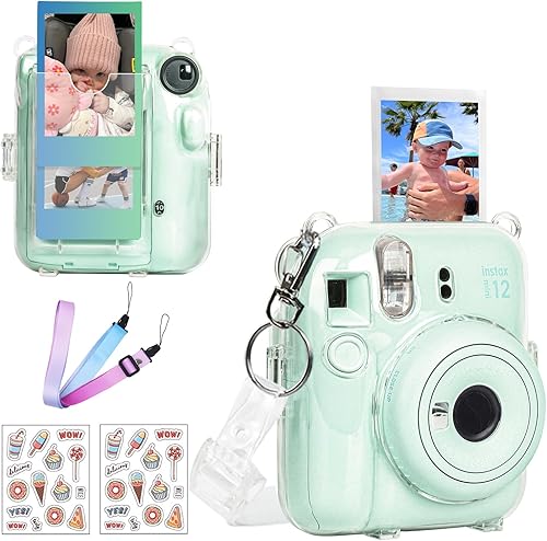 CAIYOULE Mini 12 - Funda protectora para cámara compatible con Fujifilm Instax Mini 12, funda rígida para cámara de PC con almacenamiento de fotos,