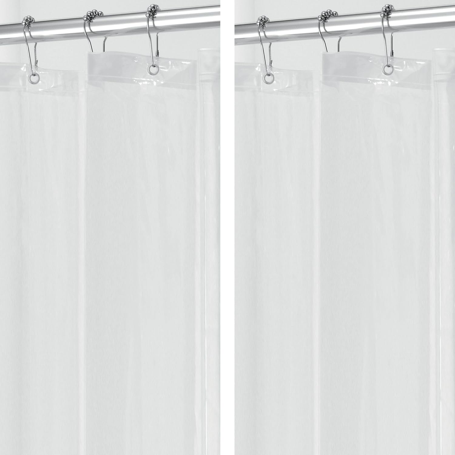 iDesign Waterproof Shower Curtain 12 Metal Grommets-72 x 72"-Set of 2-Clear EVA Liner M2