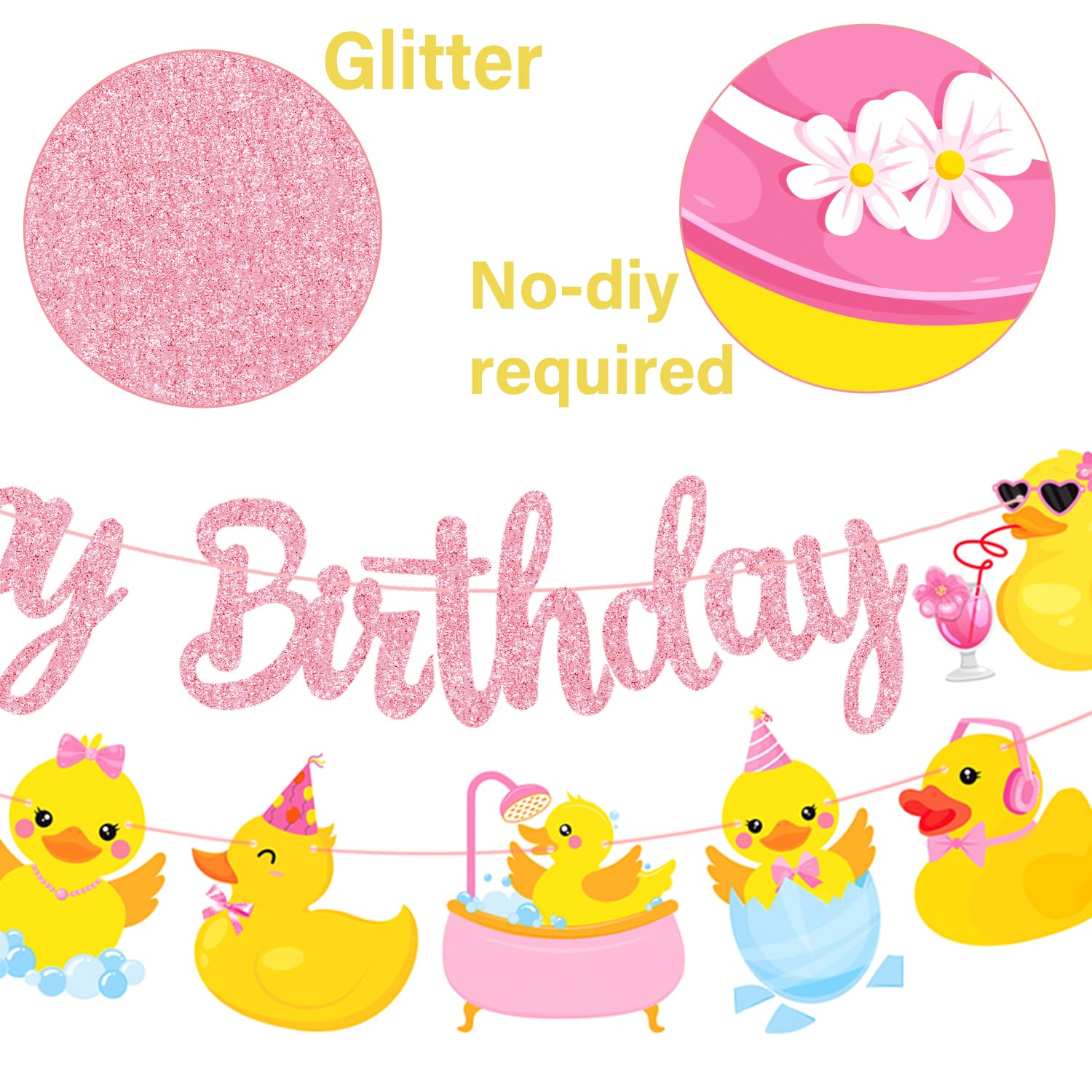 Hintergrund-Banner Zum 1. Geburtstag – Süße Enten-Motiv, 1,5x0,9 M Rosa, Für Mädchen-Party
