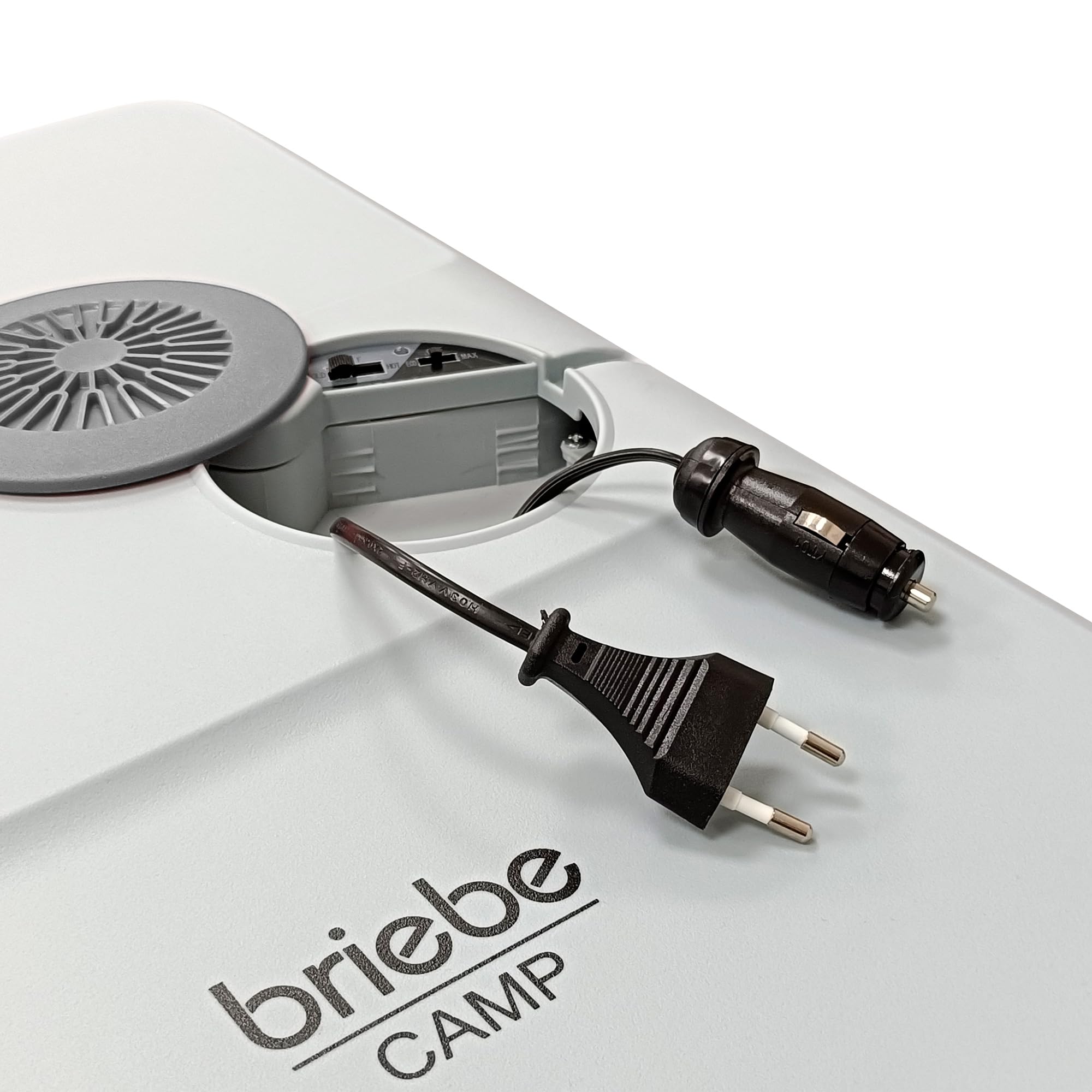 briebe Camp Przenośna elektryczna lodówka na kółkach 40 litrów, samochód, kemping, podróż 12 V/220 V, chłodzenie, utrzymanie ciepła, energooszczędna, szara, CF1155