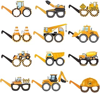 نظارات شمس مبتكرة بطابع مركبات البناء، مجموعة من 12 قطعة، لحفلات أعياد الميلاد، ديكورات صور الحفلات