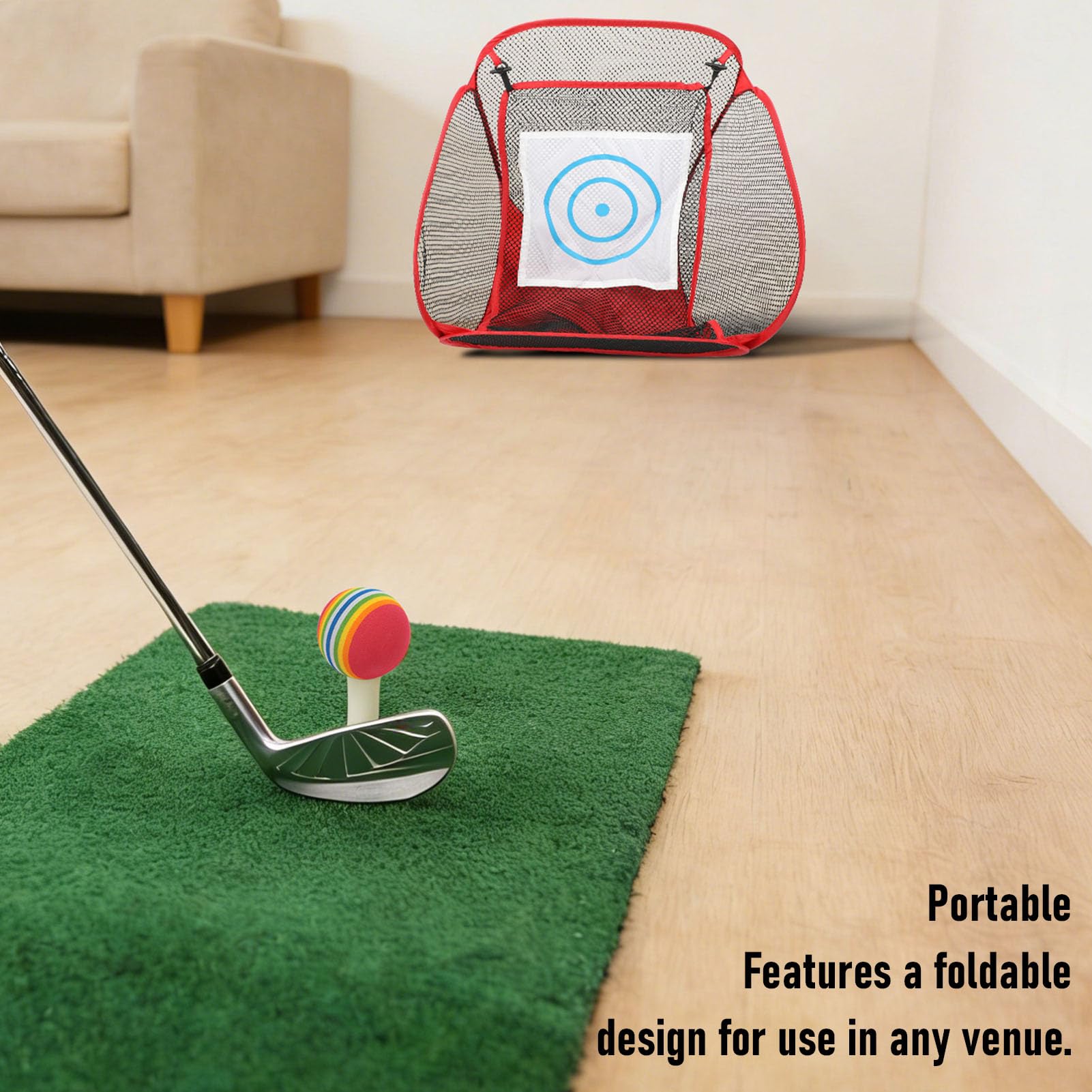Red de Astillado de Golf, Red de Astillado Plegable con Tapete de Césped, Bolas, Perno Prisionero y Bolsa de Transporte para Entrenamiento para Práctica de Entrenamiento de