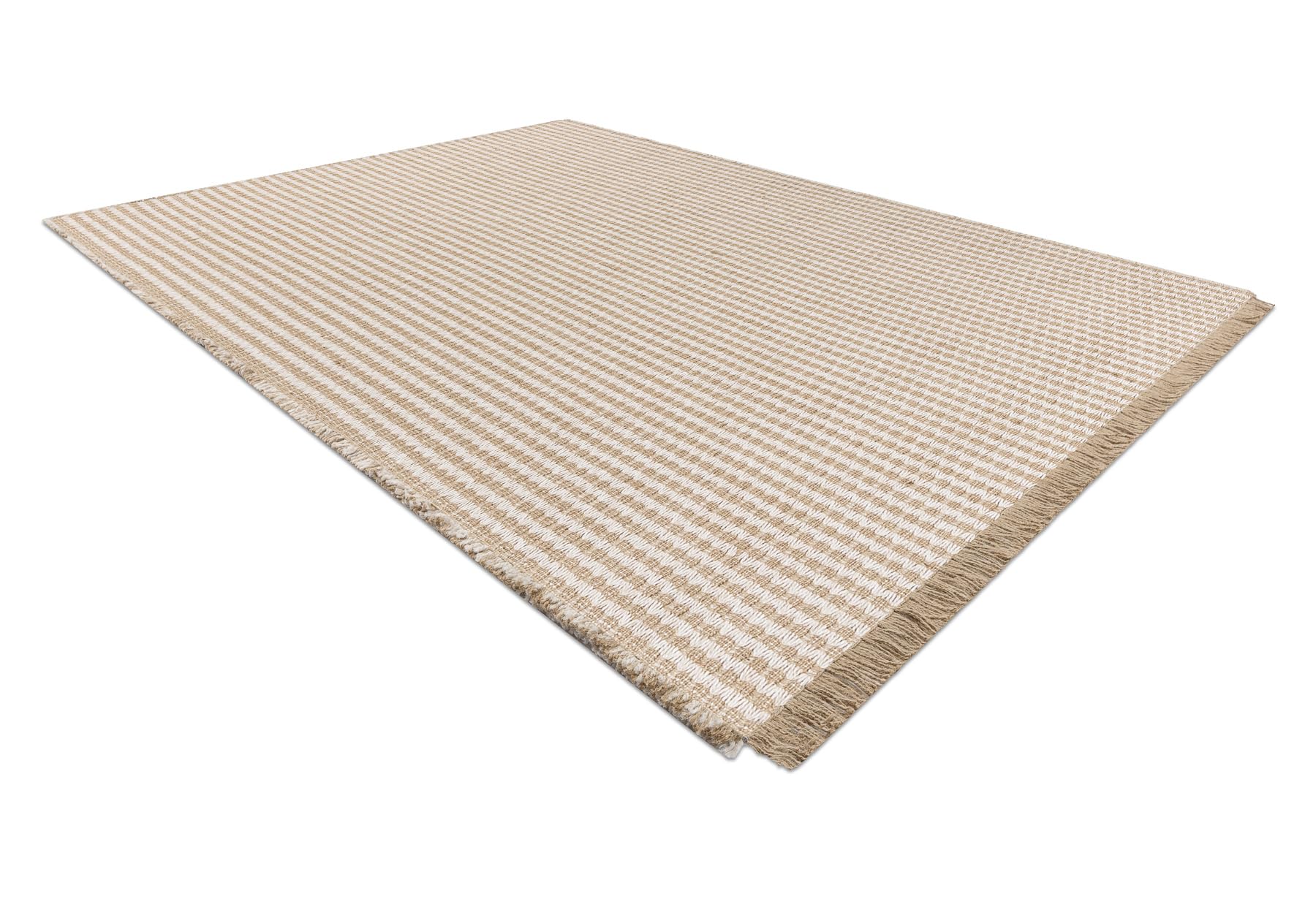 Dywan jutowy 3650 kremowy/beżowy linie - juta, tkany na płasko, frędzle kremowy 60 x 100 cm