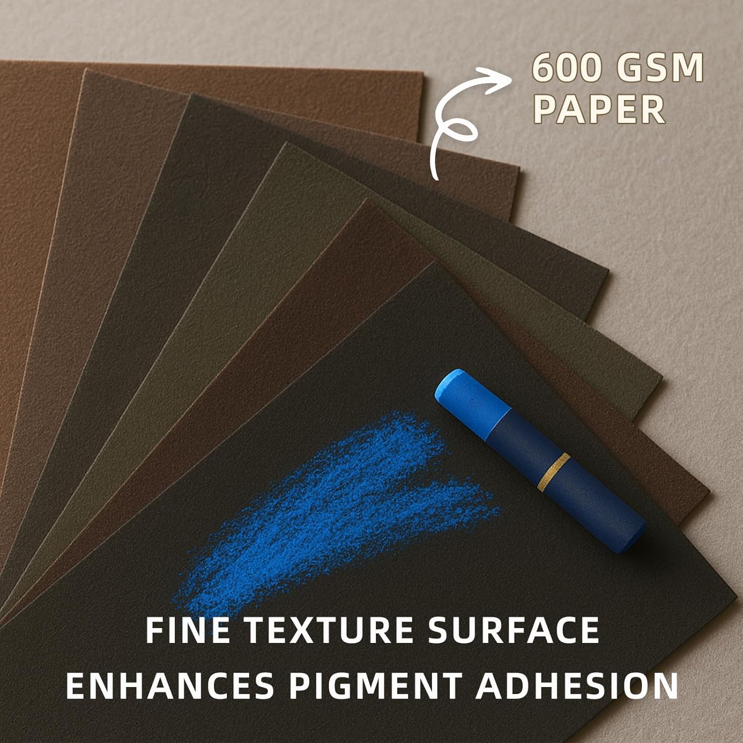 Somime 9x12 (600gsm) Sanded Pastel Paper Pad for Artists, 12 Sheets of 6 Assorted Colors Heavyweight Drawing Paper Pad for Pencils and Soft Oil Charcoal Pastels